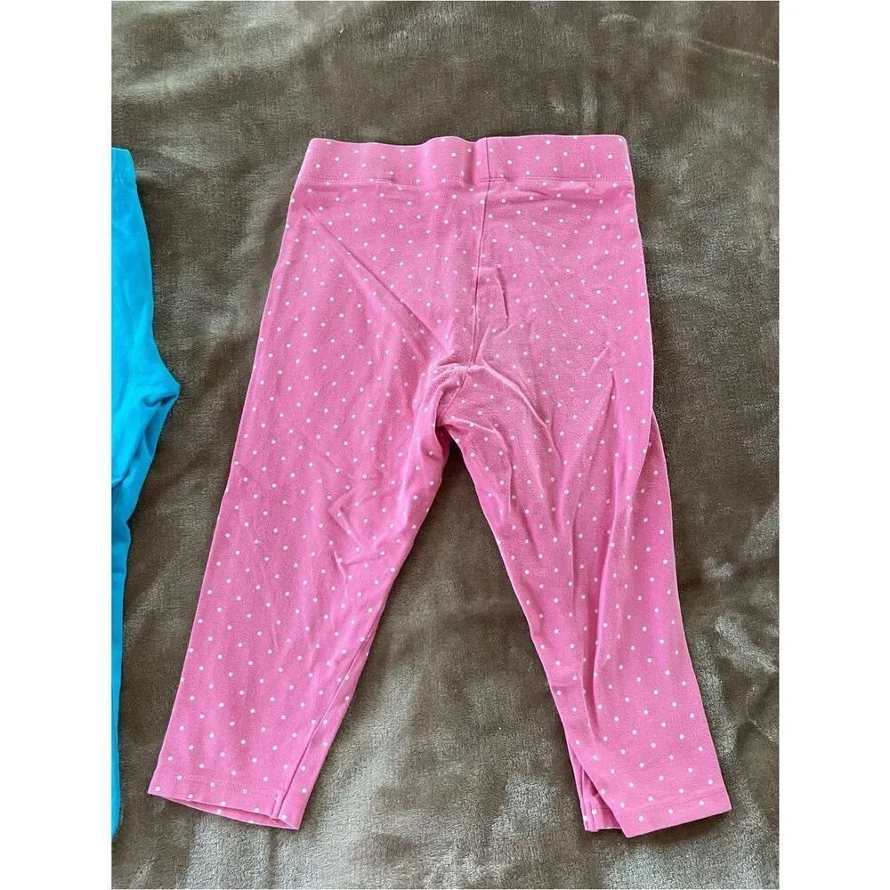 Mini Boden/ Gymboree Girls Pink Polka Dot 3/4 Leggings Duo Cotton Size 7-8/9